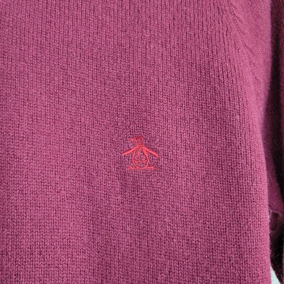 Penguin Men's Lambswool V-Neck Pullover Long Sleeve Sweater Size S Burgundy Red - Picture 2 of 8